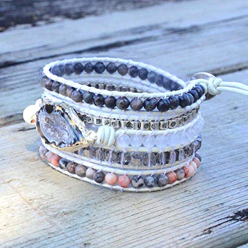 Image of Boho Wrap Bracelet for Women, Handmade Natural Imperial Jasper Multi-Layer Stone Beaded Bracelet, Bohemian Healing Crystal Stone Jewelry Gifts
