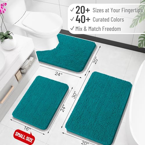 Image of OLANLY Bathroom Runner Rugs 59x24, Soft Absorbent Chenille Bath Rugs, Rubber Backing Quick Dry, Machine Washable Long Bath Mats for Bathroom Floor, Tub and Shower, Home Decor Accessories, Deep Lake
