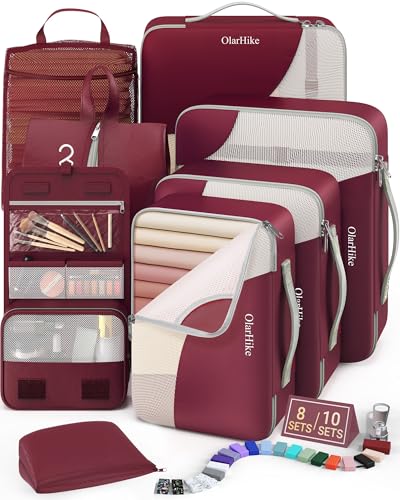Image of OlarHike 8 Set Packing Cubes for Travel,Gifts for Women Mom,Anti-Tearing Suitcase Organizer,with Over 1000 pcs Mesh Holes,Vacation Essentials & Accessories for Cruise Ship