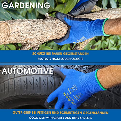S&R Arbeitshandschuhe 12 Paar BASIC Nylonfaser mit PU-Beschichtung, Schutzhandschuhe geeignet für den privaten und gewerblichen Gebrauch (M/8) - Image 5