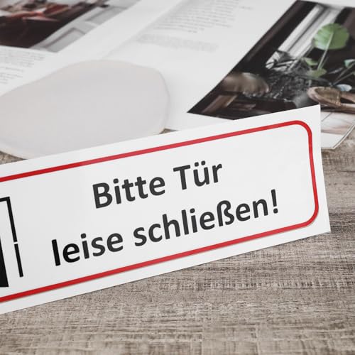 Briny River 10 Stück 196 x 65 mm Please Close The Door Quietly Schild, selbstklebend, \Bitte Tür leise schließen!\ PVC