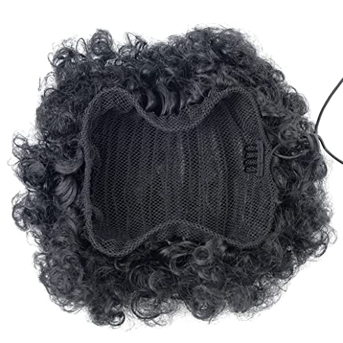 Afro Puff Drawstring Ponytail with Two Clips for Black Women Synthetic Curly Ponytail Bun Extension Hairpieces Updo Hair Extensions (Large - Image 3