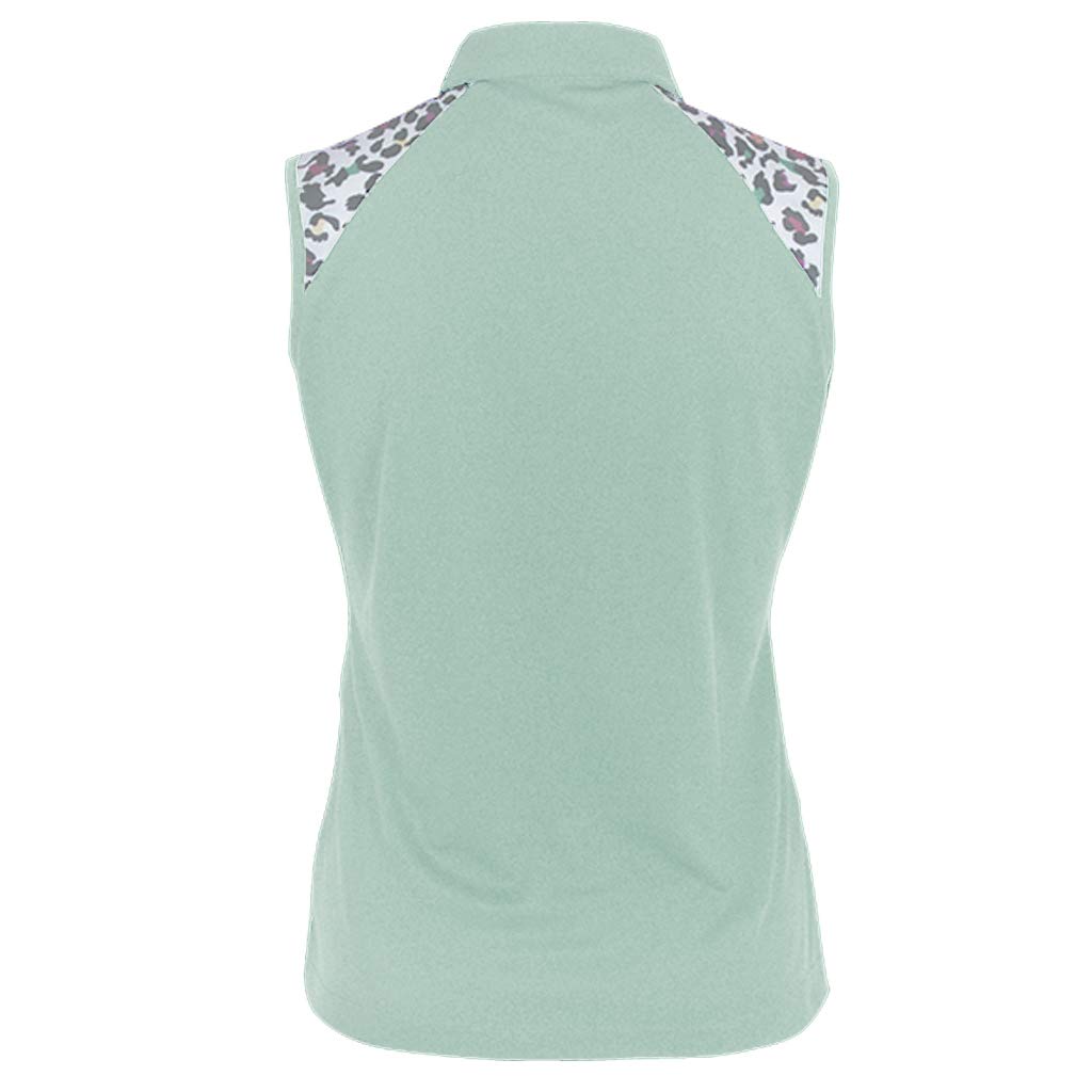 Monterey Club Women's Fun Leopard Contrast Sleeveless Top #2425 (Fairest Jade, Medium)