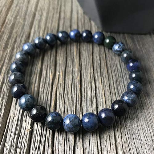 Semi-Precious Gemstone Dumortierite 8 mm Round Beads Smooth beads with Stretch Bracelet 7" bracelet for Women Men Girls Gifts (Unisex)