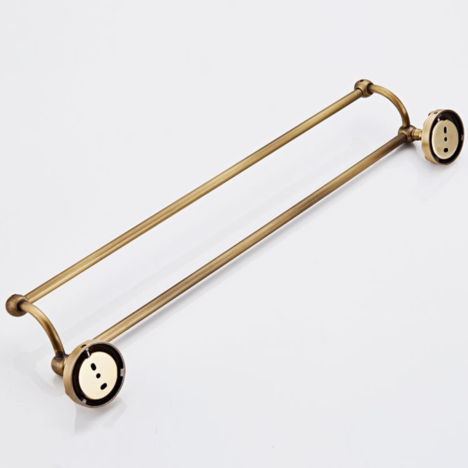 Alargar Doble Varilla Toallero de baño Material de latón, Retro Montado en la Pared Toallero Euro Antiguo Acabado Cepillado Toallero for Cocina Baño-C-60cm (Color : D, Size : 60cm)