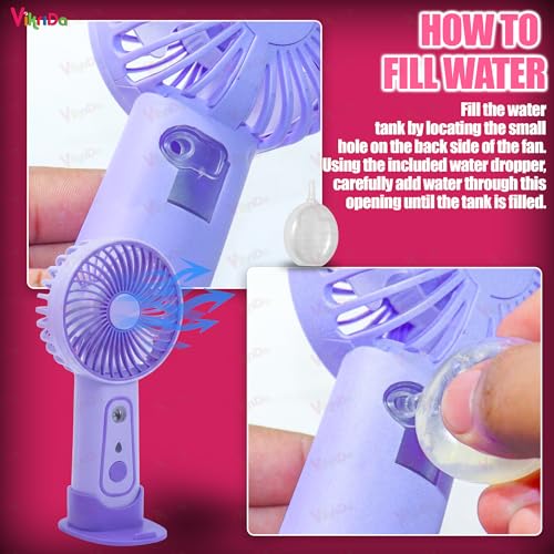 Image of VikriDA Cute Jolly Panda Portable Rechargeable Handheld Fan with Water Spray | 3 Speed Airflow Personal Mini Desk Fan - 1Pc Multicolor