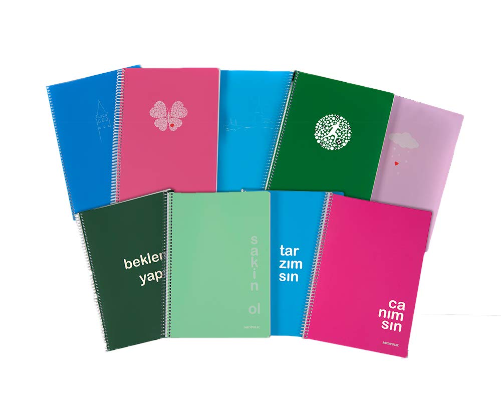 Mopak Quaderno rilegato a spirale con copertina in plastica, formato A4, 60 fogli, a righe fluo