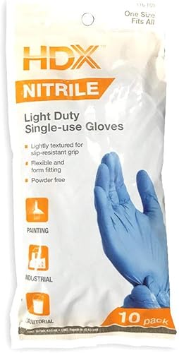 HDX guantes desechables de nitrilo 10unidades talla única se adapta a todos los