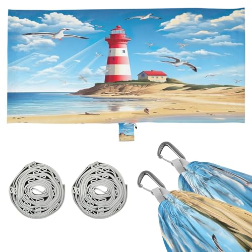 SDMKA Manga Lighthouse Camping Hammock, 330 lbs with 2 Tree Straps, Carry Bag, Single Portable Hammock for Outdoor/Indoor, Hiking, Beach, Backpacking, Travel