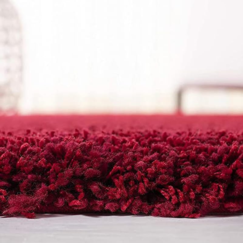 Image of Carpet for Living Room 5X7 FEET Modern Soft Shaggy Carpet Thick, Fluffy & 2 inch Pile Shag Rug for Your Kids Room, Bedroom & Livingroom (RED)