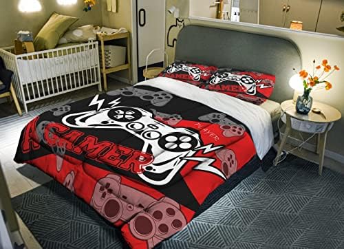 Sunnycitron Gaming Comforter Sets for Boys Bedding Sets Boys Teen Comforter Gamer Bedding with Comforter Queen Size Gamer Gamepad Comforter Set for Gaming Bed,1Comforter 2Pillowcases 4 51HUATGhTcL. AC