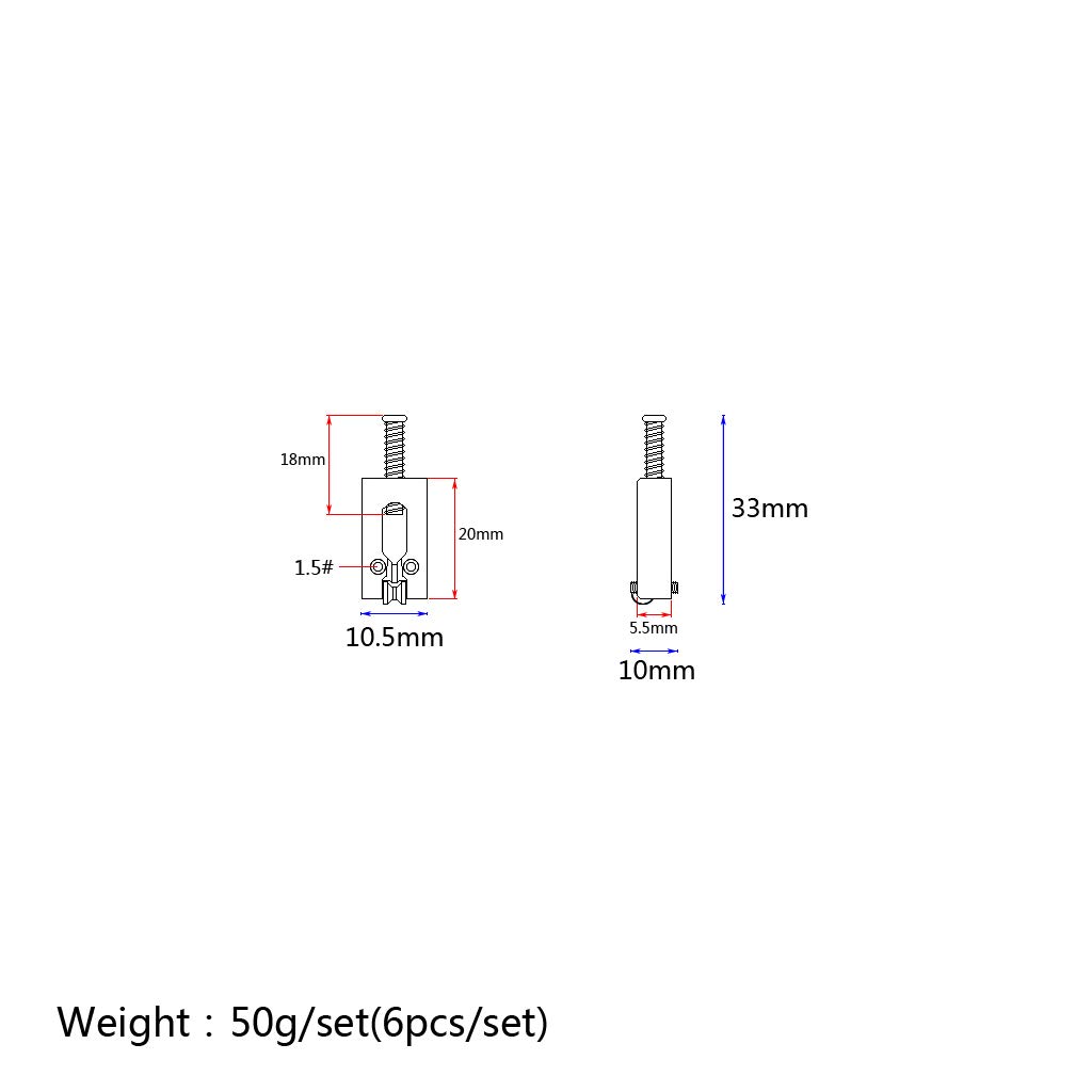 Ogdni Brass Bridge Saddles 10.5mm Roller Bridge Saddles Tremolo System Bridges Set Replacement for ST/TL Tele Strat Electric Guitar (black)