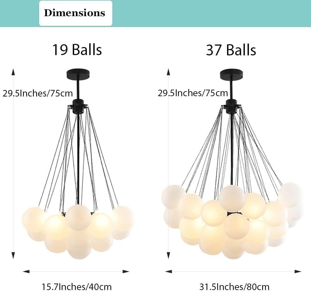 Nowoczesny żyrandol w kształcie kuli bąbelkowej, szklany klosz DIY lampa wisząca, dekoracyjne lampy sufitowe LED do przedpokoju sypialnia salon lampa wisząca, złoto, 19 szklanych kulek