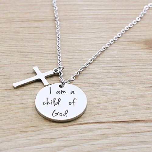 Bible Verse Cross Pendant Christian Necklace Prayer Charm Faith Religious Jewelry Christian Necklaces For Women Girls Engraved I Am A Child Of God #TOP3