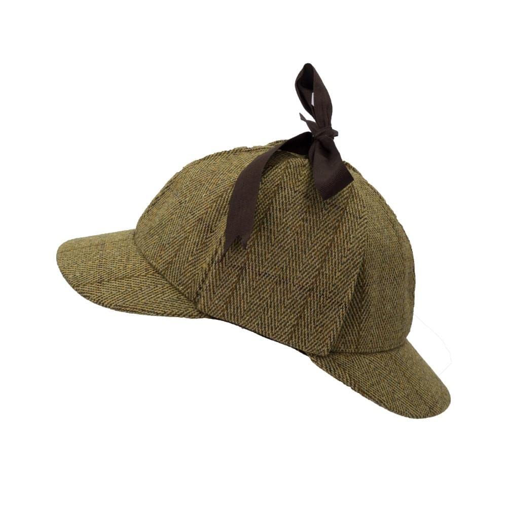 Walker & Hawkes - Unisex Derby Tweed Woodstock Deerstalker Hat - Light Sage - S (57cm)