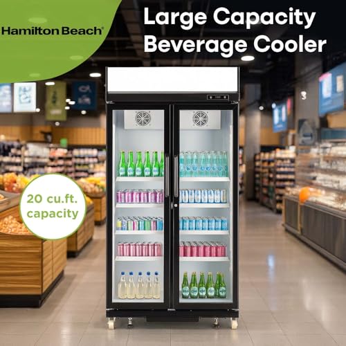 Image of Hamilton Beach 20.5 Cu Ft Commercial Glass Door Refrigerator -W:39.4 inch x L:23.2 inch X H: 79.3 inch (Black)
