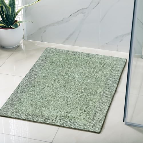 Cotton Reversible Bathmats 17"x24" SAGE Green – 100% Cotton Bath Mat, Anti Skid, Soft & Absorbent Bathroom Rug for Shower, Tub & Entryway by Savi Home - Used condition - Image 4