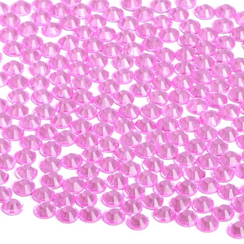 2880 Pieces SS12 Lt. Rose Hotfix Rhinestones Flatback Round Crystal Glass Rhinestones Gems for Crafts Nail Face Art Clothes Shoes Bags DIY