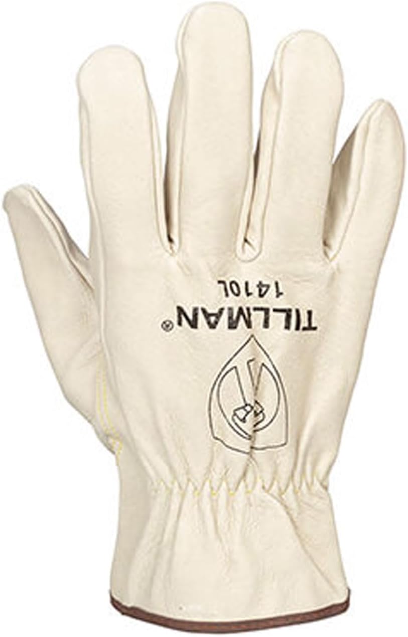 Tillman 1410 Pearl Large Grain Pigskin Leather Drivers Glove - Keystone Thumb - 9 in Length - 1410LG [PRICE is per PAIR]