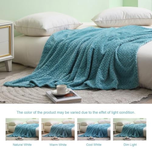 Image of Exclusivo Mezcla Fleece Throw Blanket for Couch Sofa, 50 inchx70 inch, Slate Blue