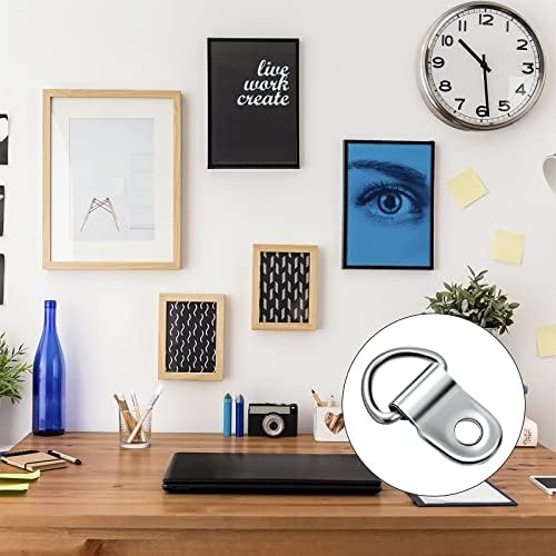 Thinp 20 Sets D Rings for Picture Hanging, Picture Hanging Hooks Metal D Ring Picture Hangers Picture Hanging Kit Canvas Hook with Screws for Picture Photo Frame Hanging Home Decoration (Silver)