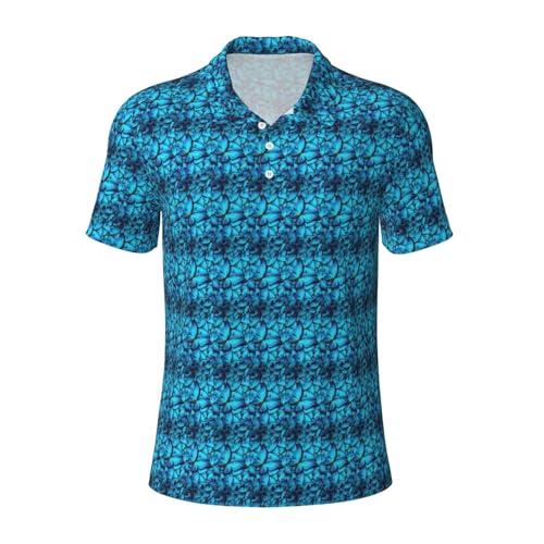Chemise courte bleue motif papillons pour homme coupe droite