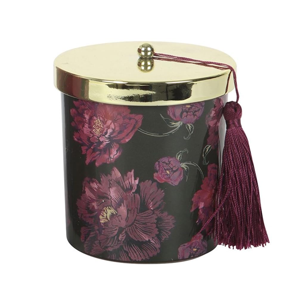 Dark Romance Opium Scented Candle | Lidded Glass Jar with Purple Floral Wrap and Tassel | Gothic Home Fragrance | 28-Hour Burn | Paraffin Wax Gift Candle