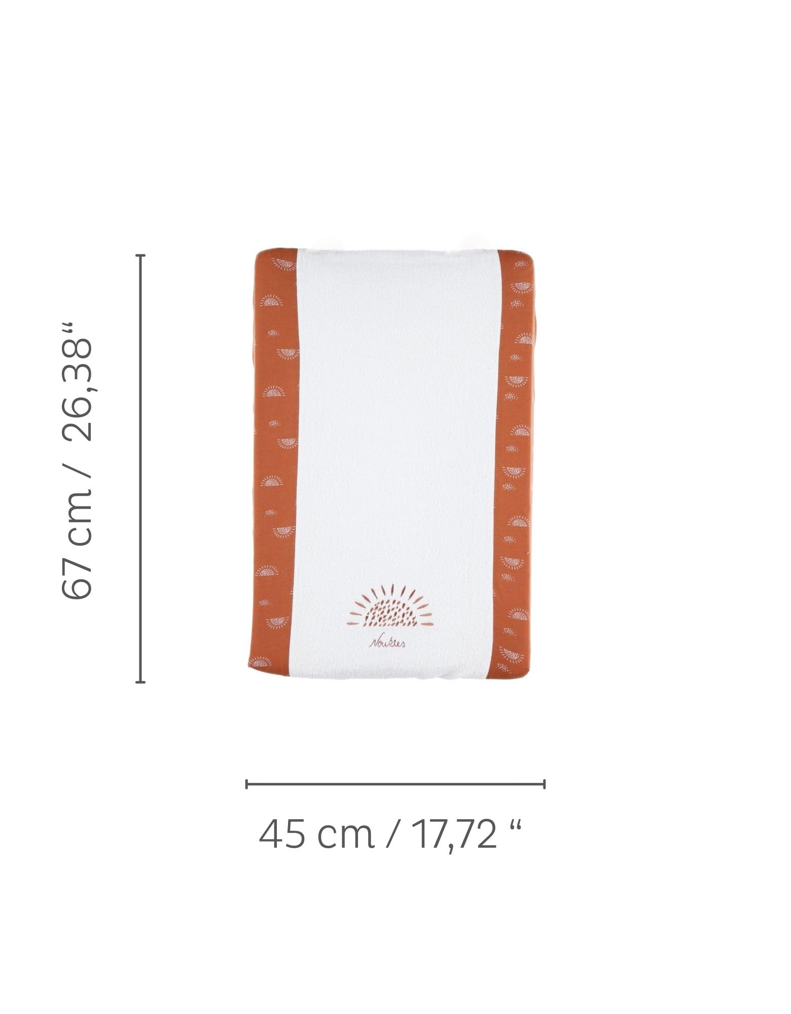NOUKIE’S - Matelas à langer 45x67 cm Caramel avec housse en éponge de coton - Babou & Kendi - Soleil - Confort et absorption - Idéal dès la naissance
