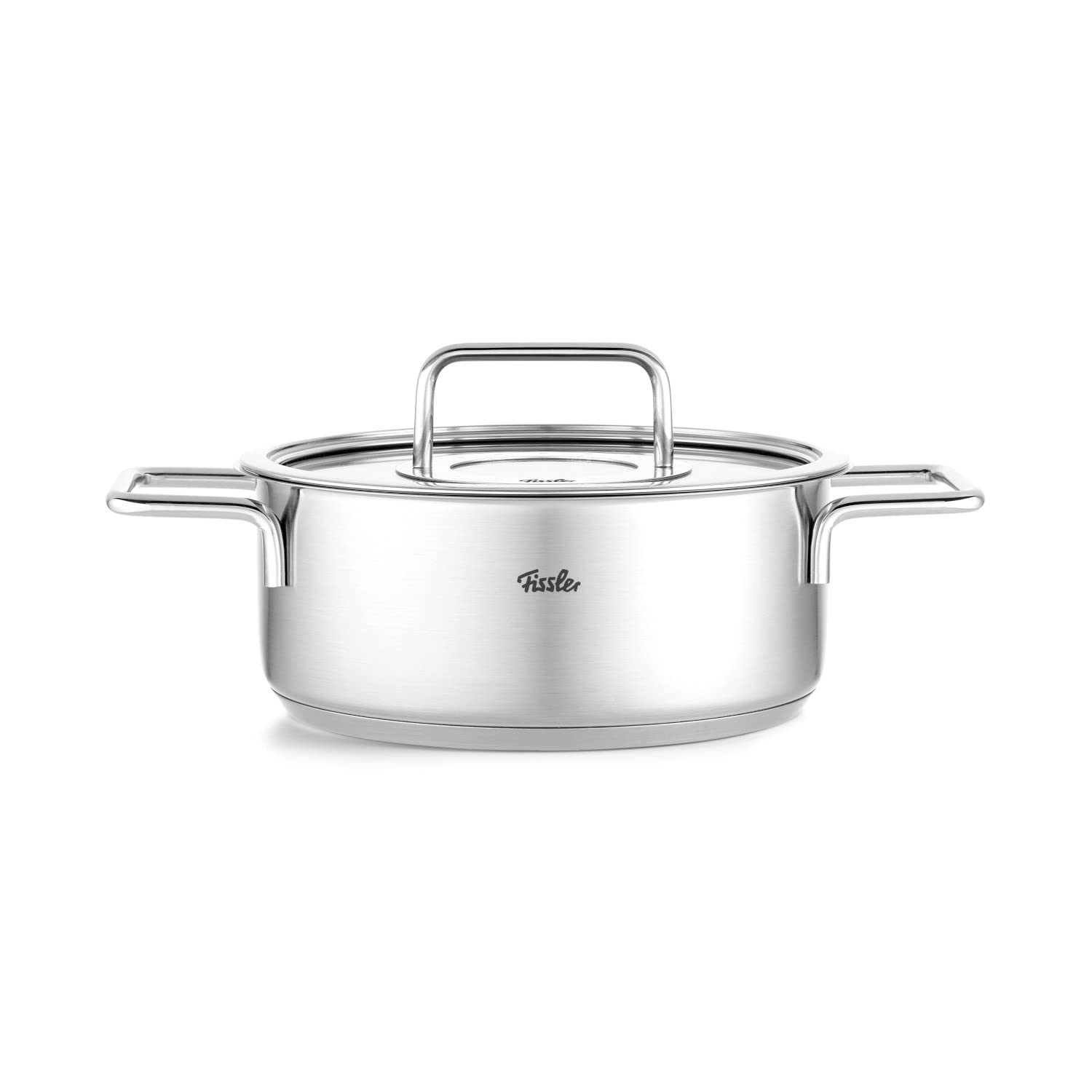 Fissler Pure Collection - Pentola per arrosto in acciaio inox (diametro 20 cm, 2,4 L) con coperchio in metallo, scala graduata interna, compatibile induzione