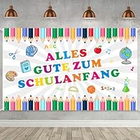 DazzJoy 180x110cm Einschulung Banner,Schulanfang Girlande Schulkind Deko,Girlande Einschulung Deko Mädchen Jungen,Alles Gute zum Schulanfang Dekoration