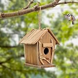 Bird House, Bird Houses for Outside Clearance, Outdoor Natural Wooden Hanging Birdhouse for Finch Bl