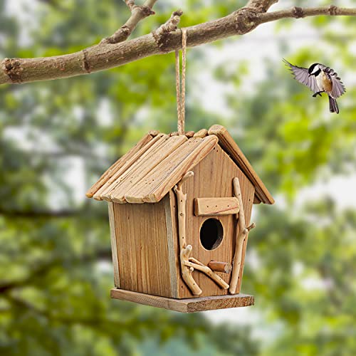 Bird House, Bird Houses For Outside Clearance, Outdoor Natural Wooden Hanging Birdhouse For Finch Bluebird Pecker, Christmas Gardening Gifts For Bird Lovers, Garden Backyard Courtyard Decorations #TOP5