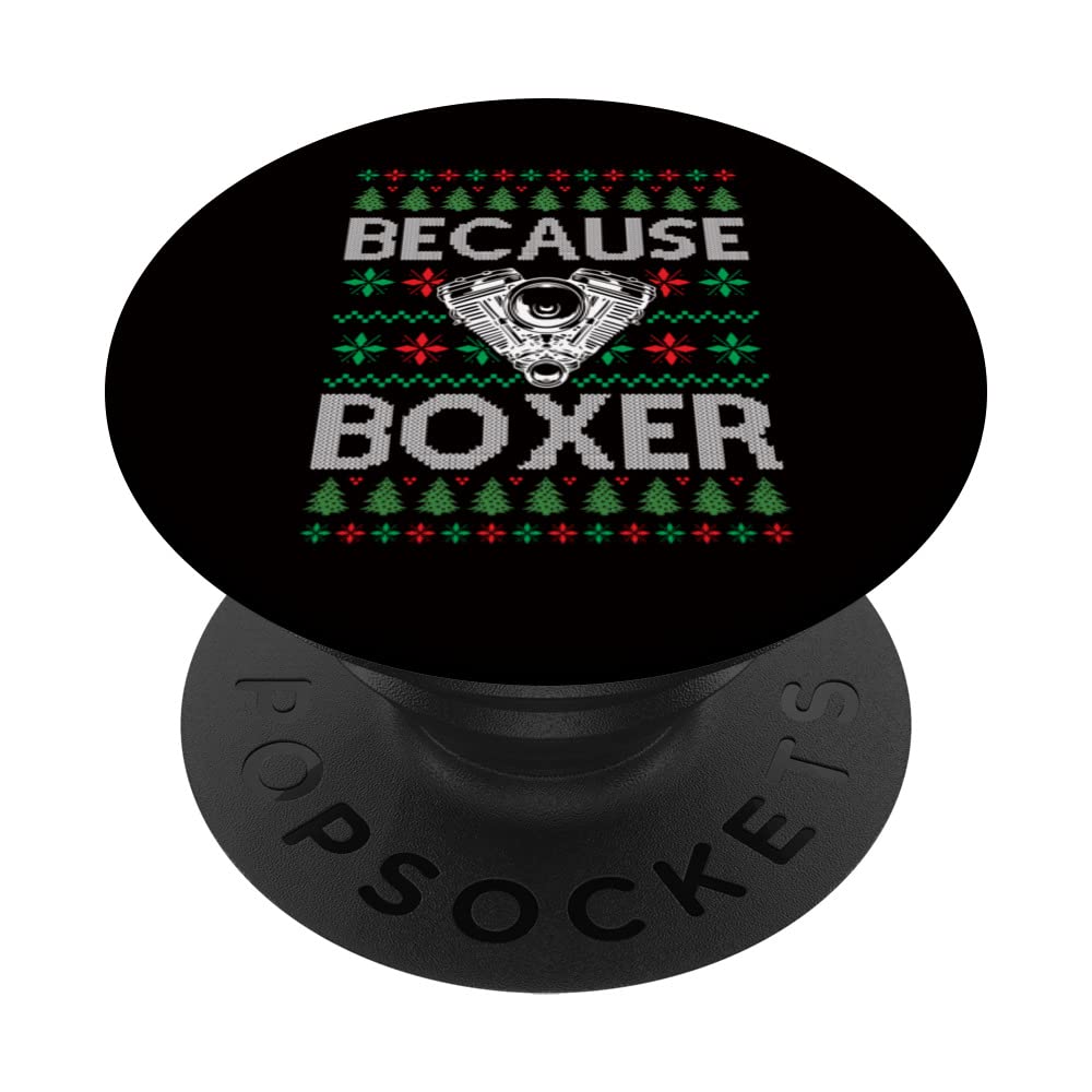 Mechanic V8 Engine Car Tuning Ugly Christmas - Because Boxer PopSockets Swappable PopGrip, Black
