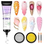 SAVILAND 3D Gel Nail Art Kit: 15g Clear No Wipe 3D Sculpting Gel for Nail Art Molding with Gold Silver Chrome Powder Set for DIY Nail Decorations, Charms, Home and Salon Manicure