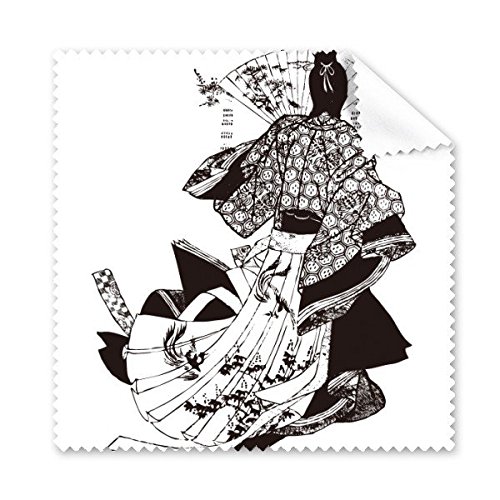 Tissu de nettoyage microfibre illustration kimono japonais noir 5pcs
