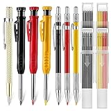 Summleaf Mechanical Carpenter Pencils Set with 36 Refills, Carbide Scriber Marking Tools for Woodworking, Deep Hole Markers Carpenter Tools Construction Pencils with Sharpener