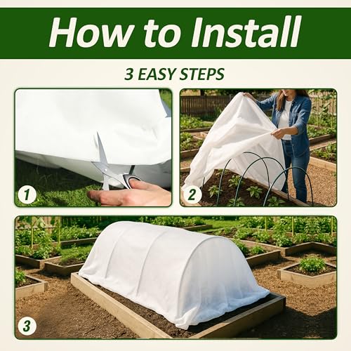 Image of Gardzen 1.5 oz Plant Covers Freeze Protection, Reusable 10ft x 50ft Floating Row Covers, Thicker Frost Blankets for Outdoor Plants, Pests Protection, White