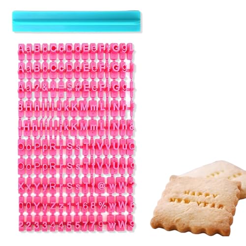 GWEOR Tampons à Biscuits Alphabet et Numéros avec Signes de Ponctuation, Emporte-Pièce pour Gâteaux Biscuits et Fondant, Lettres Majuscules et Minuscules pour Pâtisserie Créative