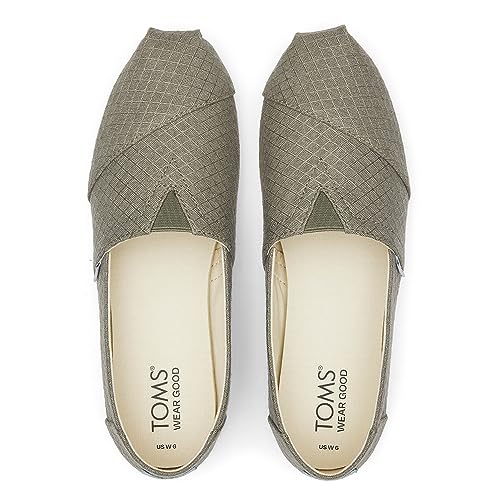 Image of TOMS Women's Alpargata CloudBound Espadrille Loafer Flat, Vetiver Gray Diamonds Refibra Woven Sunprint, 9