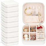 Leezmark 8 Pcs Jewelry Travel Case, Bridesmaid Gifts Set Of 8, Velvet Portable Jewelry Travel Organizer Small Bridesmaid Proposal Gifts Box Mini Storage Organizer Box, Beige-white