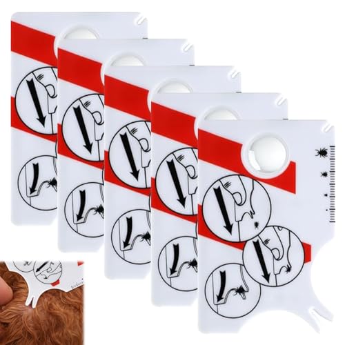 Quvxzy 5 Stück Zeckenkarte mit Lupe Zeckenentferner für Hunde Katzen Mensch und Kinder Praktische Zeckenkarte zum Schnellen und Sicheren Entfernen von Zecken