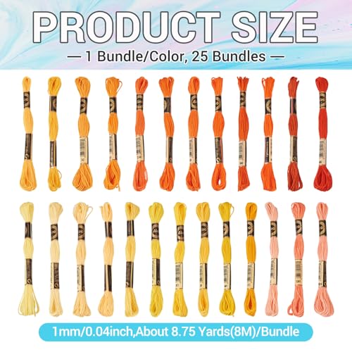 Image of FASHEWELRY 218 Yards Friendship Bracelet String Orange Polyester Embroidery Floss 1mm Cross Stitch Cotton Floss for Hand Sewing Sachets Tassels Cushions Birthday Card DIY