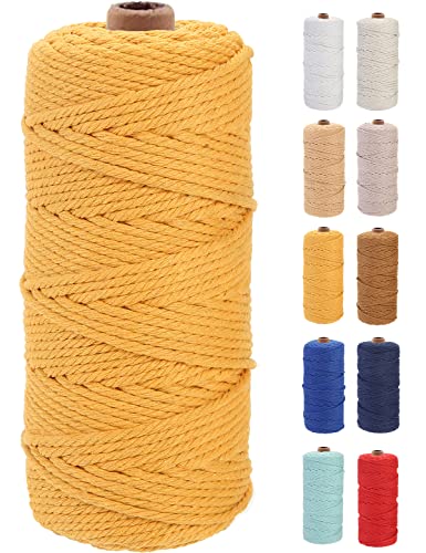 GOHOF Macrame Cord 3mm 100m Premium Cotton Macrame Rope, 4 Strand Twisted Soft Cotton Cord
