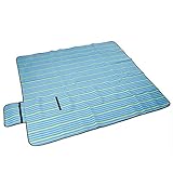 FMHCTN Feuchtigkeitsbeständige wasserdichte Picknickdecke,Baby Krabbeln wasserdichte Rückseite Outdoor Strand Picknickdecke Matte mit Griff (200 x 200 cm),Blau