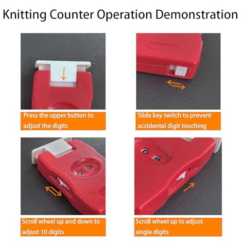 Image of 2 Pieces Knitting Counters, Knitting Needle Marking Tool, Plastic Knitting Stitch Counter, Crochet Yarn Row Counter Red