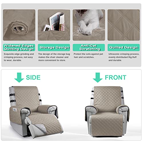 Waterproof Recliner Chair Slipcover With 2 Elastic Straps, Non-Slip Armchair Recliner Protector for Families with Pets/Kids - Image 4
