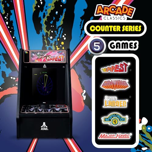 Arcade Classics - Atari Tempest Counter Series Game Machine, 5 Games, 8\" Liquid Crystal Screen - Mini Cabinet, Portable Gaming, Retro, Countertop Console, Basement Decoration, Man Cave - Thumbnail 2