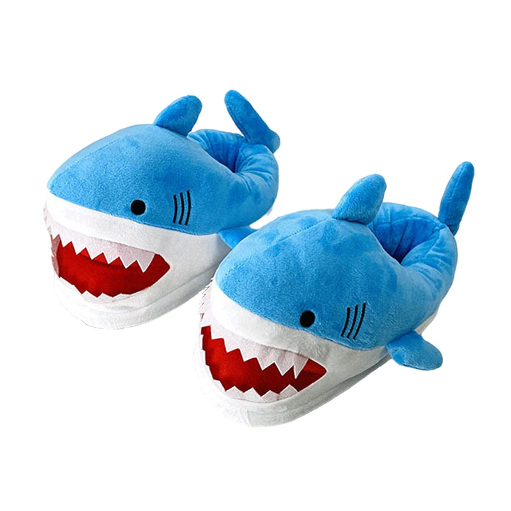 Generic Creative Shark Furry Slippers Comfy Couple Shoes Cartoon Thick-Soled Animal Sole Women Cute Novelty Slip-on Soft for Winter Christmas House Ladies Men