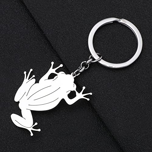 WEVENI Stainless Steel Cute Frog Keyring Key Chain Rings Purse Bag Charms for Women Girls3
