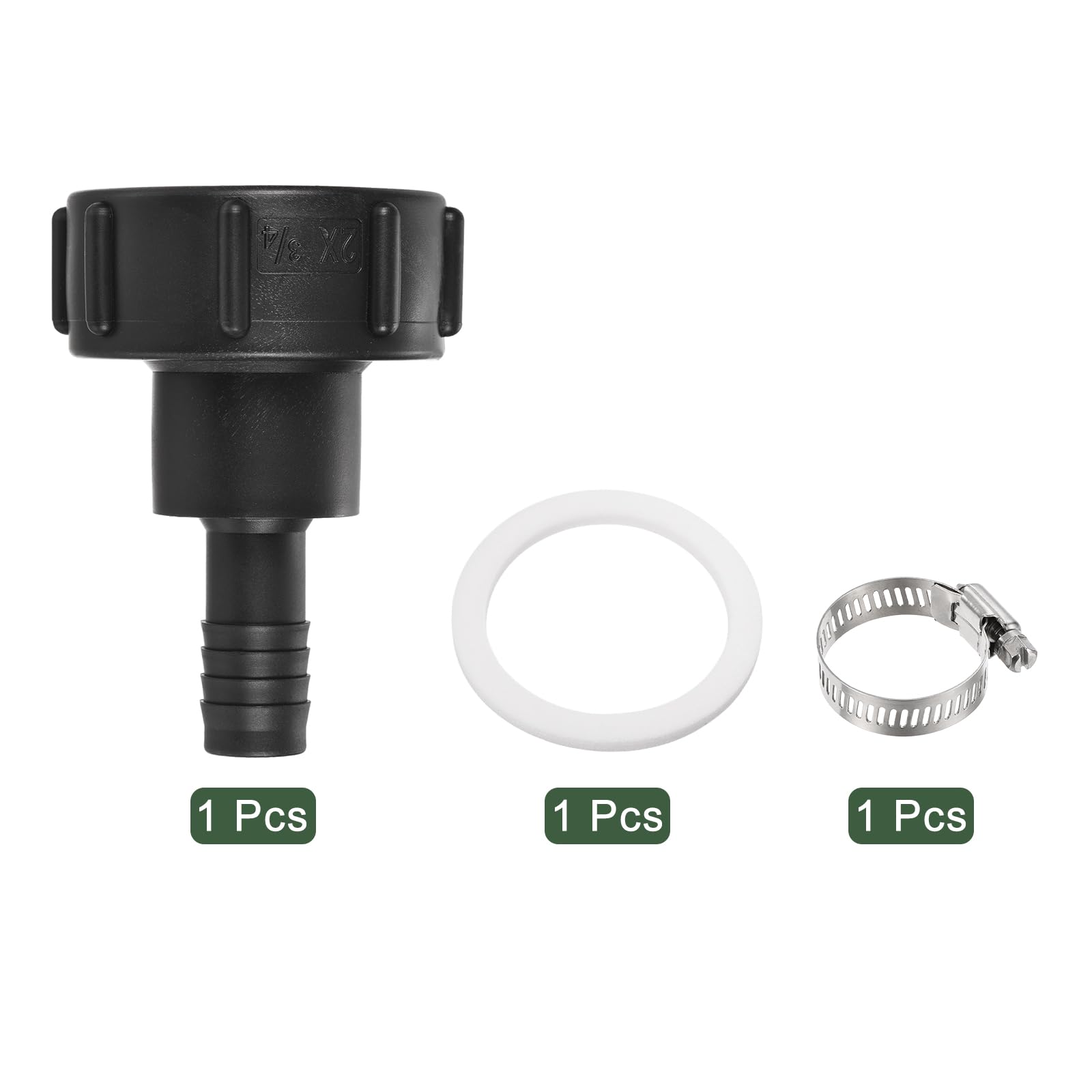 YOKIVE IBC Tank Hose Fitting, Plastic Barbed Hose Connector Adapter with Hose Clamp Washer, for Transporting Water (Black - Image 3